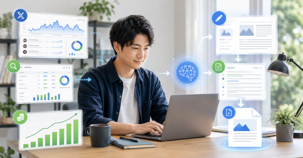 n8nクラウド自動化を使う日本人フリーランサーとAIワークフロー副業の作業画面