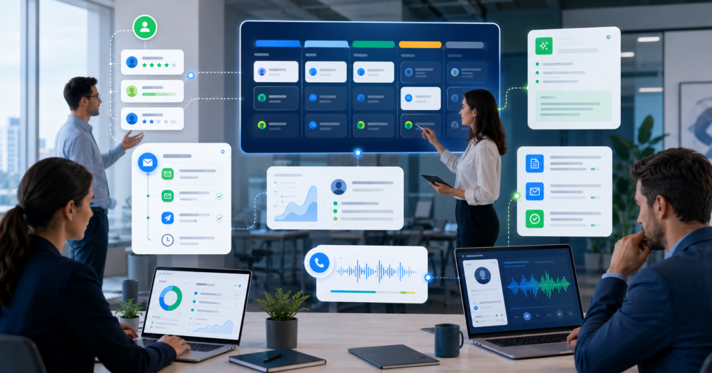 AI sales assistant tools for B2B teams with CRM, lead scoring, outreach, and call analysis workflow