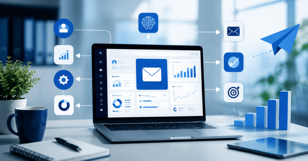 AI email automation dashboard with CRM integration and marketing analytics