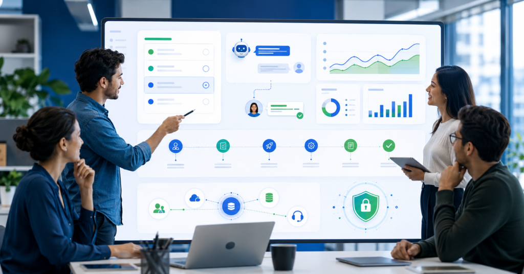 B2B SaaS team comparing AI customer onboarding software for product adoption and support automation
