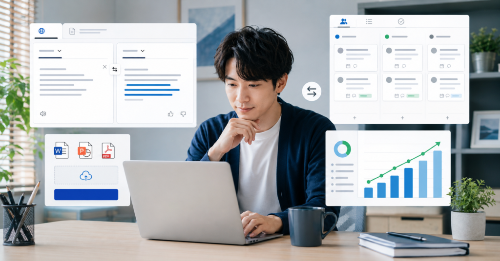 AI翻訳副業でDeepLを使いポストエディット作業をする日本人フリーランサー