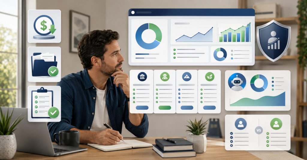 Self-employed freelancer comparing SEP IRA providers and retirement account options