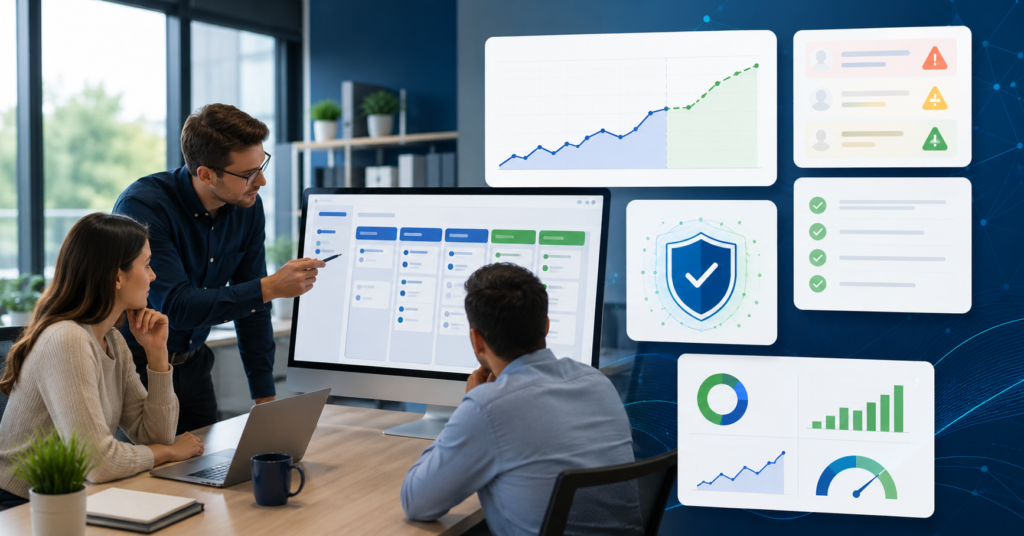 AI sales forecasting software dashboard for a small business sales team
