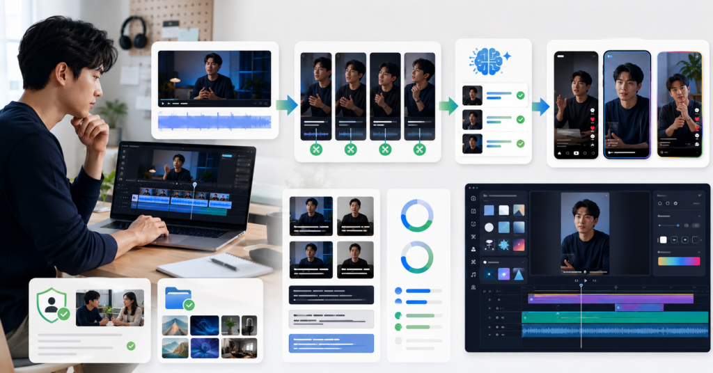 OpusClip AIで長尺動画をショート動画に変える日本人初心者フリーランサー
