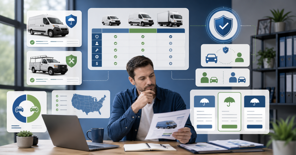 Best commercial auto insurance for small business comparison with delivery van and coverage checklist